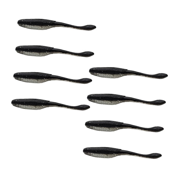 8 señuelos de pesca suaves Wiggle Worm para lubina, salmón y trucha. Argenta Negra