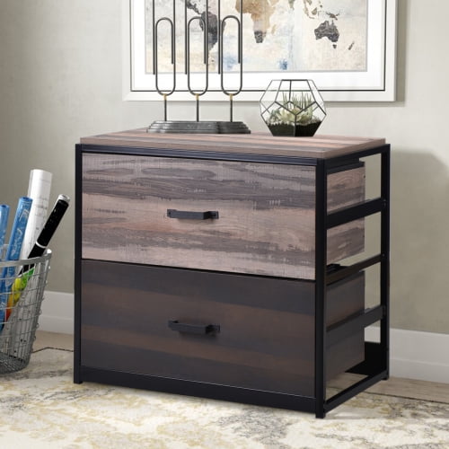 File cabine/MDF Vertical Filing Cabinet with 2 Drawers Walnut 
