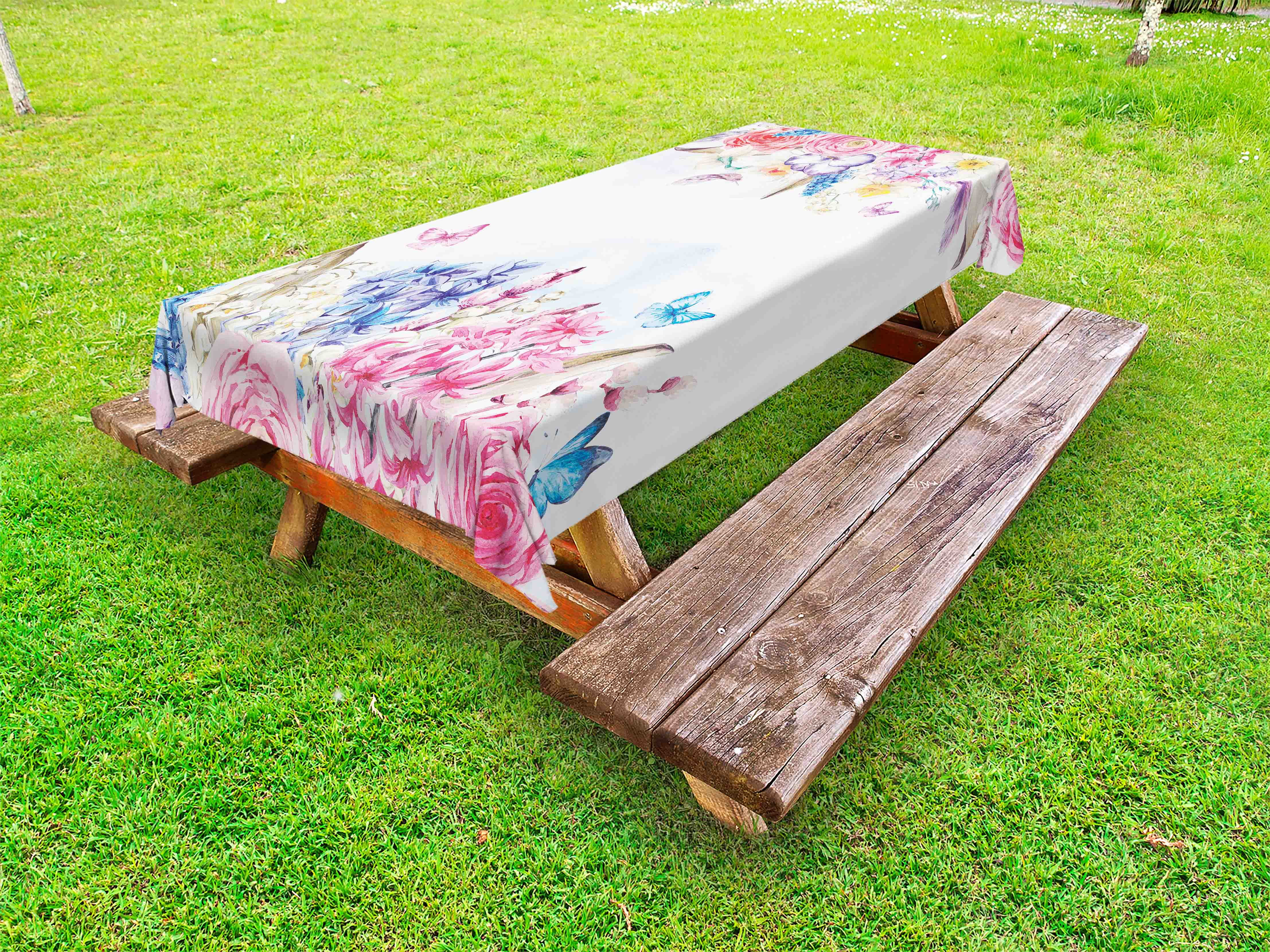 Shabby Chic Outdoor Tablecloth Romantic Garden Roses Flowers