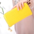 thumbnail image 7 of Double Zip Wristlet Wallet For Women Patent Crocodile Card Money Holder (Yellow), 7 of 7