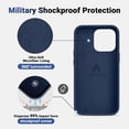 thumbnail image 5 of iPhone 13 Pro Case,[Military Shockproof Protection] Liquid Silicone Phone Case with [Soft Anti-Scratch Microfiber Lining] Camera & Screen Protection 6.1 inch Slim Thin Cover（Navy Blue）, 5 of 13