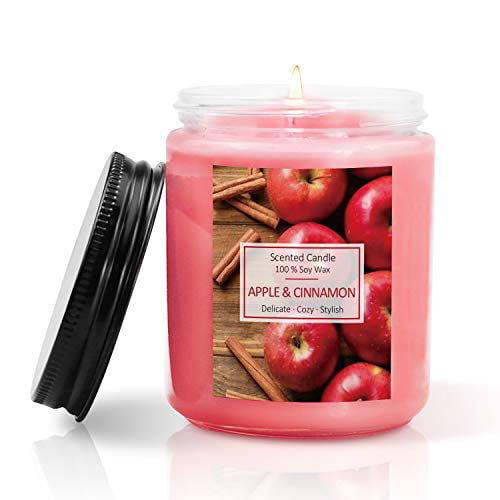 13.5oz Candle Hand-Poured in Small batches Warm Cinnamon Apple Scented Candle Made with 100% Soy Wax
