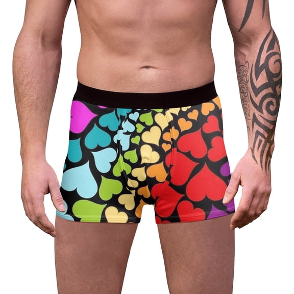 Mens Boxer Briefs Valentine's Day Red Hearts Pattern Underwear Love Boxer Briefs For Men Purple XXXL