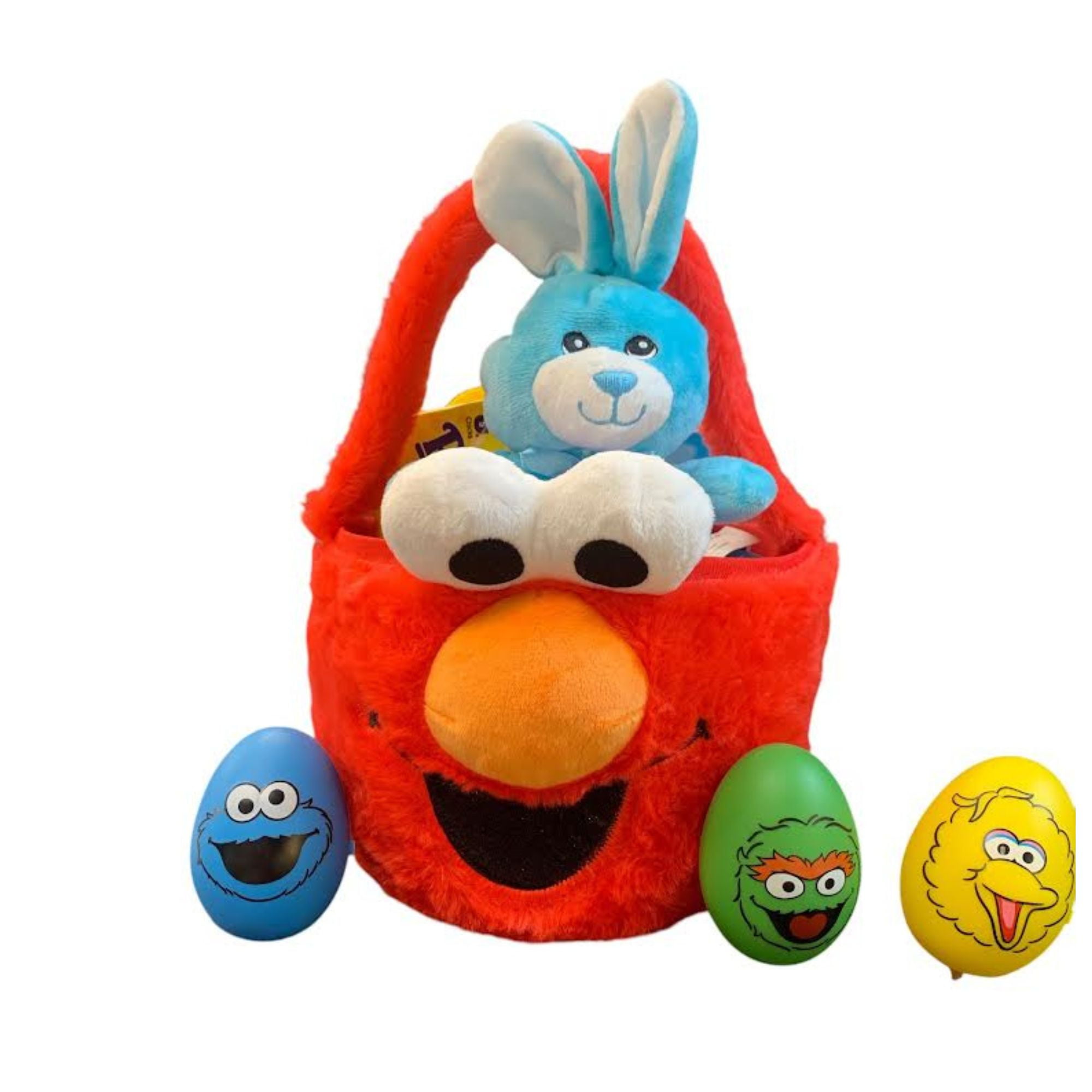 Plush Elmo Easter Basket for Kids – Sesame Street Premade & Prefilled Gift with Toys, Candy, Surprise Eggs & Plush Bunny