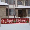 thumbnail image 4 of Large Christmas Banner Decoration, Merry Christmas Banner Backdrop Background for Indoor Outdoor, Red Black Buffalo Plaid Santa Christmas Fabric Yard Sign Banner Xmas Hanging Banner for Wall Fence, 4 of 9