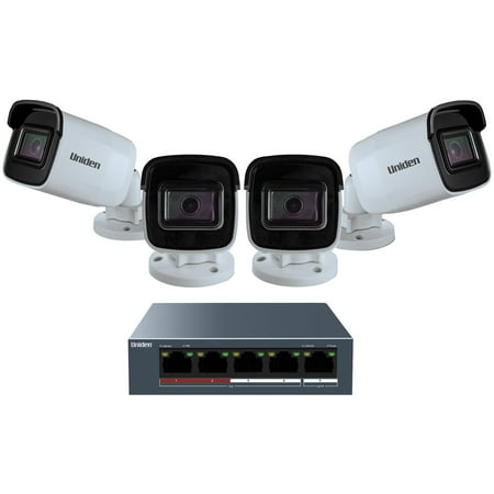 Uniden UC4400 1080P Outdoor Security Cloud System With 5-Port PoE Switch (4 Cameras)