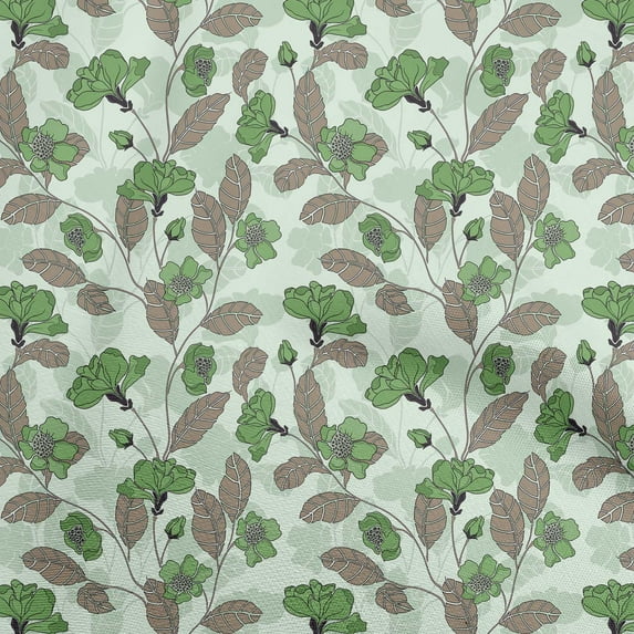oneOone Silk Tabby Green Fabric Floral Retro Sewing Material Print Fabric By The Yard 42 Inch Wide
