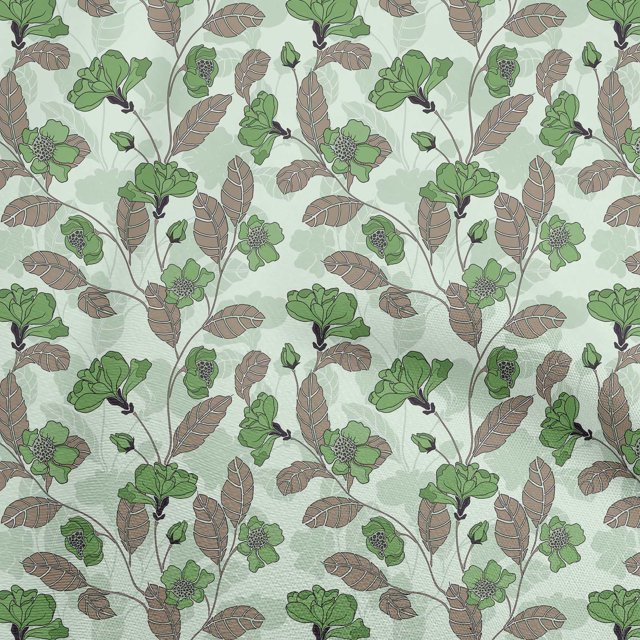 oneOone Georgette Viscose Green Fabric Floral Retro Sewing Craft Projects Fabric Prints By Yard 42 Inch Wide