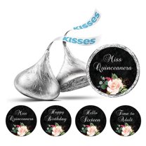 Darling Souvenir Floral Quinceanera Stickers chocolate Candy Labels 190 Pcs DIY-Chalkboard Black