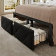 thumbnail image 3 of Honfach Full Bed Frame with Storage Drawer, Metal Platform Bed with Charging Station, Upholstered Button Tufted Storage Headboard, No Box Spring Needed, Noise-Free, Easy Assembly, Black, 3 of 7