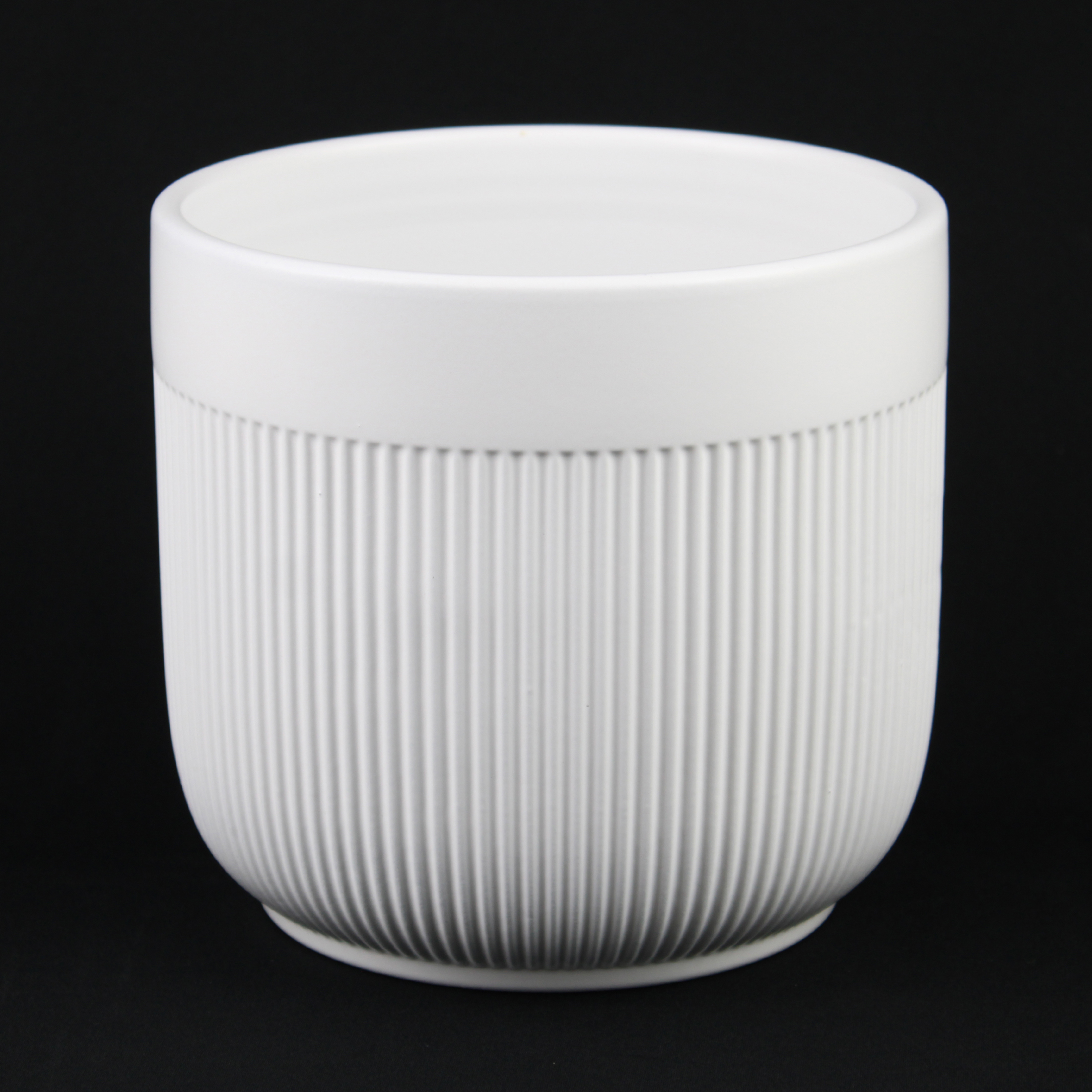 Florinia 3-Piece Stoneware Ribbed Ceramic Round White Flower Pots, 8.5" x 6.5" x 5.5"