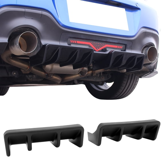 Ikon Motorsports 2PCS Rear Bumper Lip Diffuser Fin Lower Valance Added on Compatible With 2022-2025 Subaru BRZ & Toyota GR86 JDM Style PP Polypropylene Matte Black