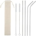 thumbnail image 1 of Reusable Straws Stainless Steel Metal Straws Set of 4, Long Drinking Straws for 20 24 30 oz Tumblers Dishwasher Safe - 1 Cleaning Brush and 1 Case, 1 of 6