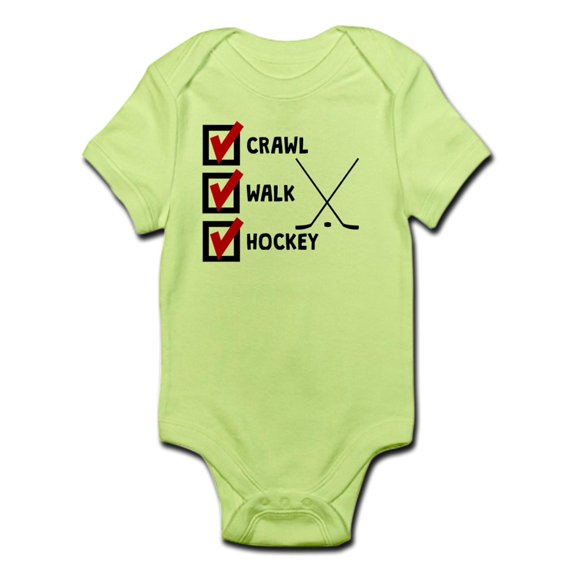 CafePress - Crawl Walk Hockey Body Suit - Baby Light Bodysuit