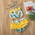 thumbnail image 6 of Seyurigaoka Baby Girl Print Swimwear Set, Kids Top+Ruffles Shorts Swimsuit, 6 of 7