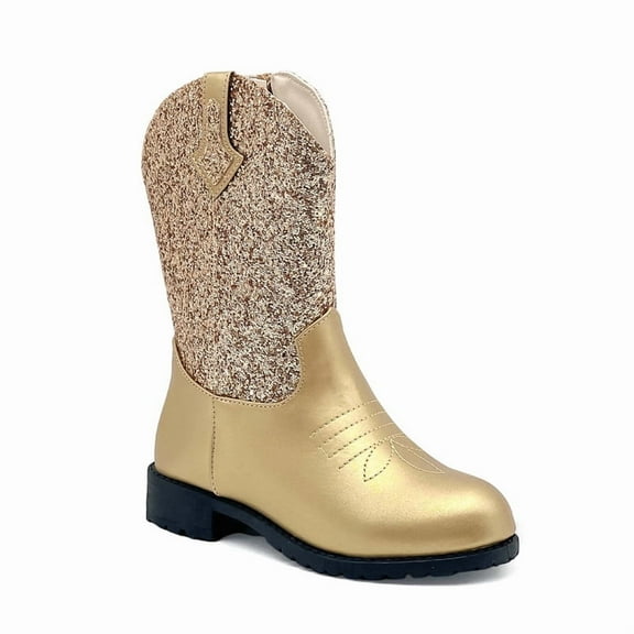 Sparkly Girls Cowgirl Boots Unisex Child Mid Calf Glitter Toddler Cowboy Boot Little Big Kids Western Riding Shoes