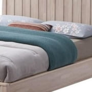 Vasu Twin Size Bed-Reeded Headboard-Whitewash Solid Rubberwood