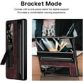 thumbnail image 3 of Case for Samsung Galaxy Z Fold 4 with Stylus & S Pen Holder, Kickstand Alloy CD Camera Protector Vintage Classic Leather Mil-Grade Protection Anti-Scratch Shockproof Protective Case, Rose Red, 3 of 7