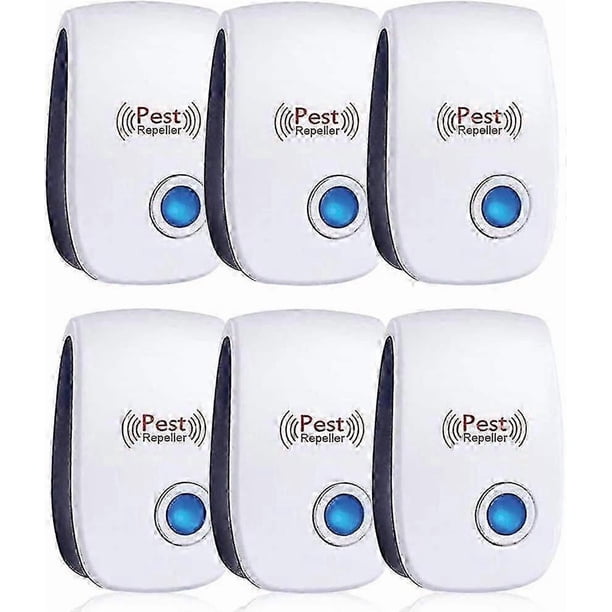 Ultrasonic Repellent Pack of 6 - Effective Against Mice, Rats, Flies, Mosquitoes, Pest Insects, Spiders, Cockroaches
