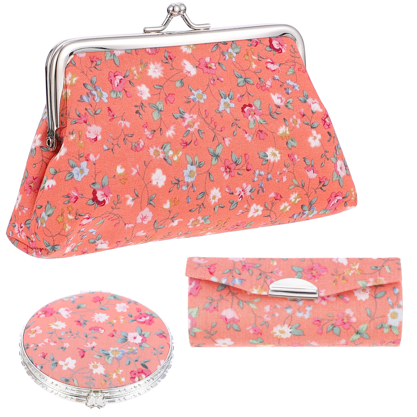 Makeup Cosmetic Purse Lipstick Mirror Coin Storage Box Travel Case Organizer Women Set Holder