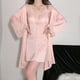 thumbnail image 4 of Conjunto de pijama para mujer, bata de seda con camisón sexy, 2 piezas, camisón de encaje con cuello en V, 4 of 6