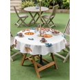 thumbnail image 3 of Outdoor Tablecloth with Umbrella Hole and Zipper, Orange Blue Pumpkins Fall Round Table Cloth 60 Inch Waterproof Tablecloth, Weeping Botanical Thanksgiving Picnic Table Cover for Patio Camping, 3 of 7