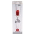 thumbnail image 2 of Reloj de arena de acrílico transparente de 3 minutos, color rojo, para cocina, 2 of 8