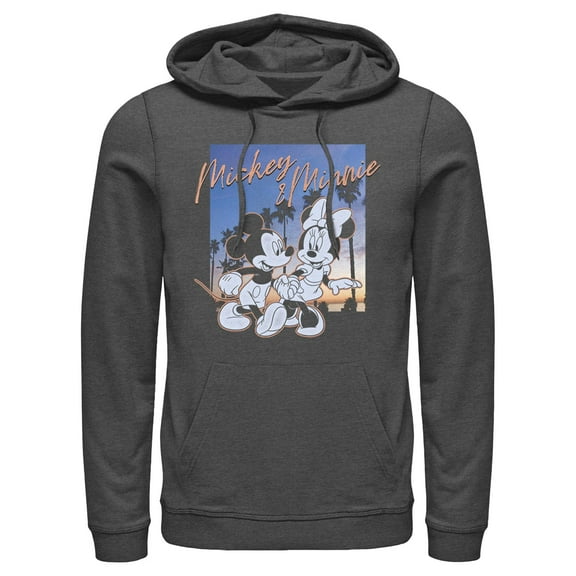 Men's Mickey & Friends Sunset Palm Trees Mickey and Minnie  Pull Over Hoodie