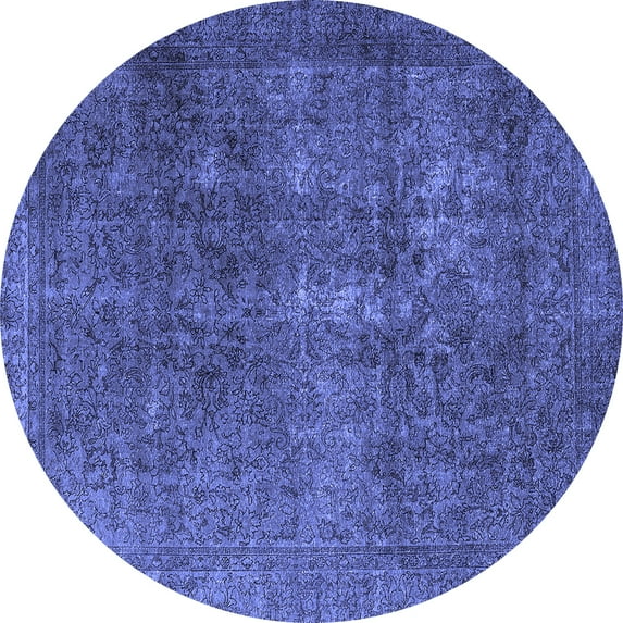 Ahgly Company Indoor Round Oriental Blue Industrial Area Rugs, 7' Round