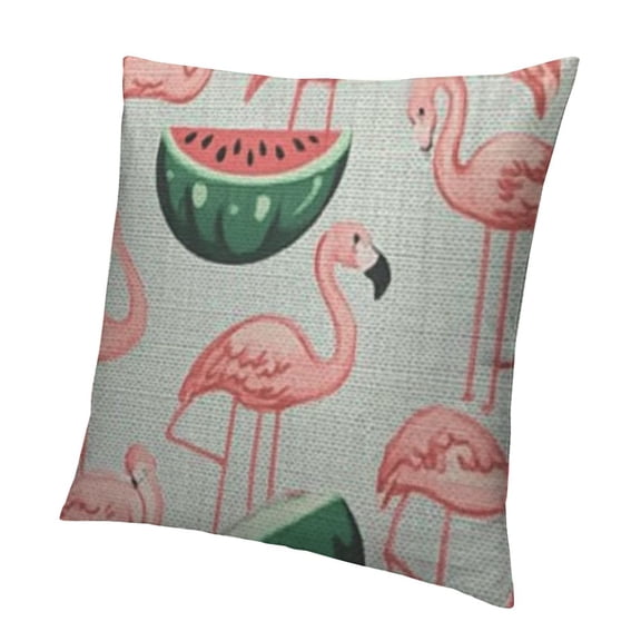 Flamingo Throw Pillow Cover Summer Items Sunglasses Cactus Watermelon Pink Flamingo Seamless Pattern Decorative Square Pillow Case for Home