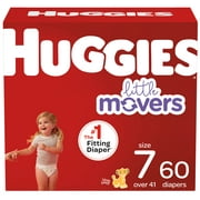Huggies Little Movers Baby Diapers, Size 7, 60 Ct