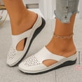 thumbnail image 4 of Miluxas Women's Breathable Hollow Cutout Wedge Slide Mules, Backless Slip On Platform Orthopedic Walking Clogs, Non Slip Soft Leather Casual Shoes White 9.5(43), 4 of 9