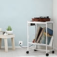 thumbnail image 3 of 2-Tier Rolling Cart with Charging Station, Mobile Side Table with 2 Outlets & 3 USB Ports, Industrial Record Player Stand with Wheels & Adjustable Feet, Printer Stand for Home Office, 3 of 6