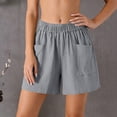 thumbnail image 4 of Admvng Women's Elastic Waist Linen Shorts Casual Loose Lightweight Breathable Shorts, 4 of 6