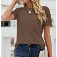 thumbnail image 2 of Blusa de encaje de manga corta con cuello redondo, blusa de verano con encaje de crochet, blusa de verano con cuello redondo y manga corta, camiseta de encaje de manga corta ultra sensible, 2 of 6