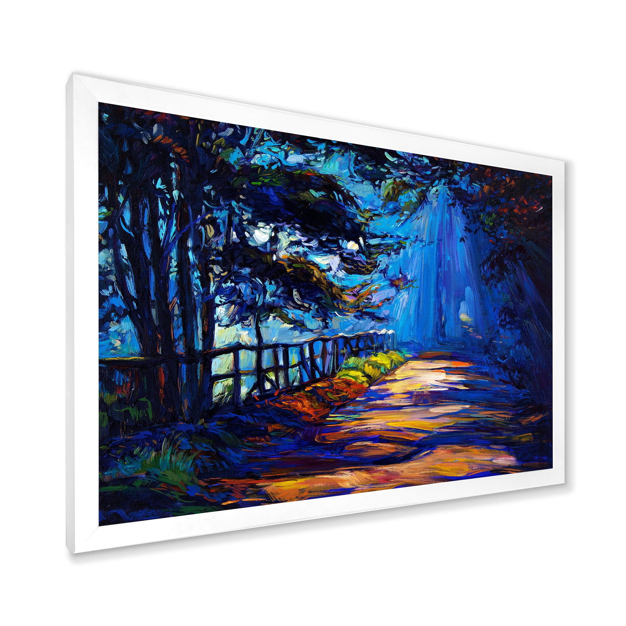 Designart 'Park Road In The Afternoon Shadows' Lake House Framed Art Print