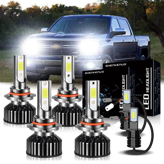 For C1500 PICKUP 1990-1998 Headlights,9005 HB3 High Beam 9006 HB4 Low Beam Bulbs H3 LED Fog light Bulbs,6pc