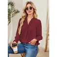 thumbnail image 7 of Corabera Boho Tops for Women Ruffle Sleeve V Neck Cute Tops Flowy Western Shirts Loose Fit Peasant Blouses for Women Burgundy S, 7 of 7