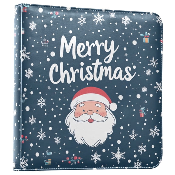 FORMRS 3 Ring Photo Album 4"x6" Self Adhesive Large Capacity PU Leather Cover, Christmas Santa
