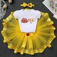 thumbnail image 3 of IBTOM CASTLE Baby Girls 1st Birthday Outfit Princess One Cosplay Character Romper Tutu Dress Headband Party Clothes for Photo Shoot 1 Year Yellow - Bell One, 3 of 8