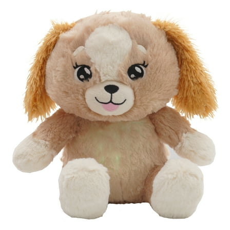 Happy Nappers: Lullabrites Brown Dog - Musical Light Up Bedtime Plush - Plays 3 Lullabies, Soft Stuffed Animal, Day & Night Soothing Toy, Kids