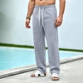 thumbnail image 5 of Men's Straight Leg Sweatpants Casual Wide Leg Joggers with Soft Drape for Gym Workout and Lounge Light Gray S, 5 of 5