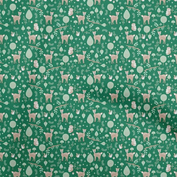 oneOone Cotton Flex Green Fabric Animal Sewing Fabric By The Yard Printed Diy Clothing Sewing Supplies 40 Inch Wide