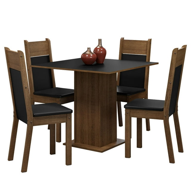 Juego de Comedor con Mesa y 4 Sillas Madesa Claire Marrón/Negro