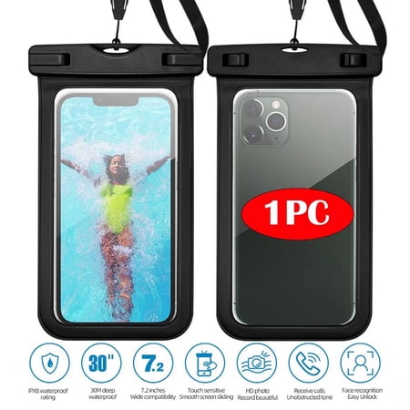 Haomacro Waterproof Phone Bag Pouch Dry Bag for Swimming, Boating, Fishing-Black