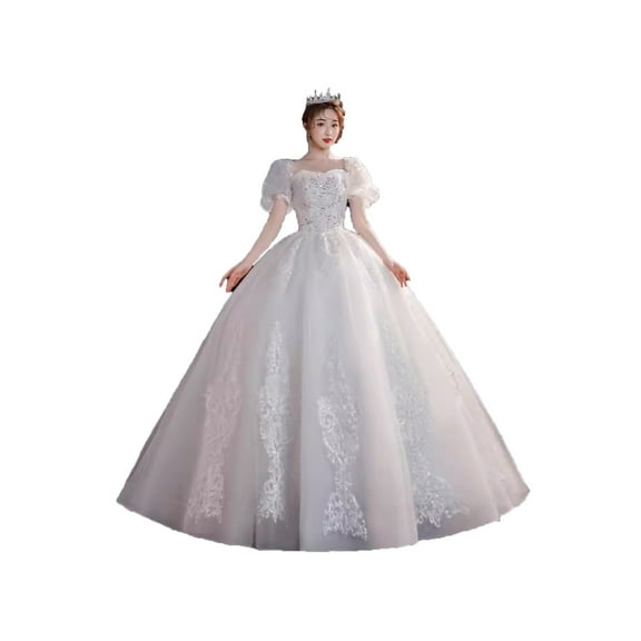 Wedding dress with train, simple princess style