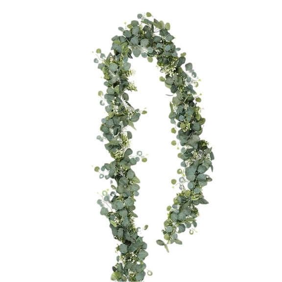 Artificial Eucalyptus Garland 5.9ft Faux Greenery Garland Vines with White Flower Boxwood Fake Hanging Plants for Wedding Home Party Table Mantle Wall Decor