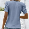 thumbnail image 4 of Cavosen Women's Short Sleeve Tops and Blouses Puff Sleeve Textured Pullover Shirts Round Neck Solid Flowy T-Shirts Elegant Vacation Blouse Trendy Loose Tops Going out Tees Blue 2XL, 4 of 6