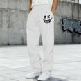 thumbnail image 2 of UVEASISHA Men's Fleece Sweatpants Smiley Face Print Sweat Pants Open Bottom Casual Joggers Elastic Waist Drawstring Athletic Trousers with Pockets White XXL, 2 of 9