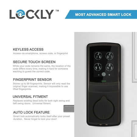 Lockly - Secure Plus Smart Lock Replacement Deadbolt with 3D Biometric Fingerprint/App/Physical Key - Venetian Bronze